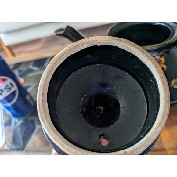 Pearl China Teapot Sugar Bowl Creamer black 22kt gold Vintage USA - Picture 5 of 11